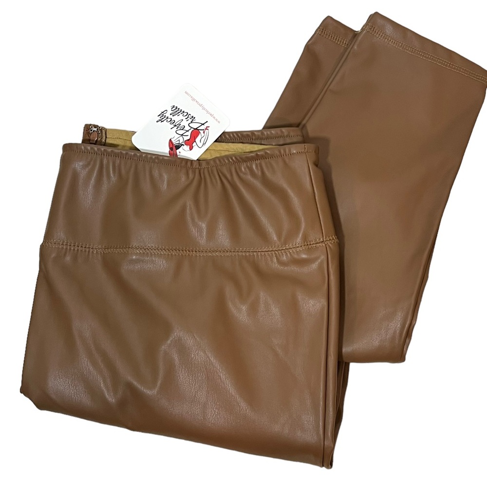 Perfectly Priscilla Caramel Faux leather pants